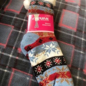 Red and Blue Nordic Patterned Hosiery